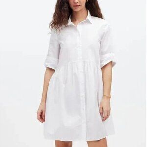 NWOT Madewell Oversized Button-Front Mini Shirtdress in Poplin White
